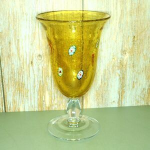 Amber Colored Millefiori Glass Vase Home Accents Decor Flower Arrangements
